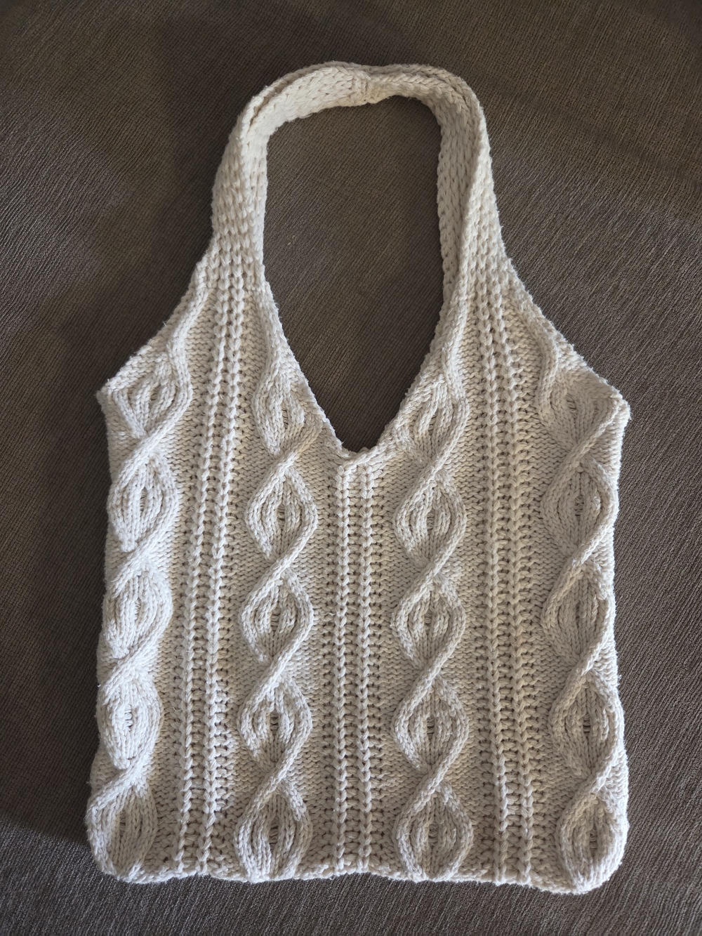 Cream Knit Tote Bag